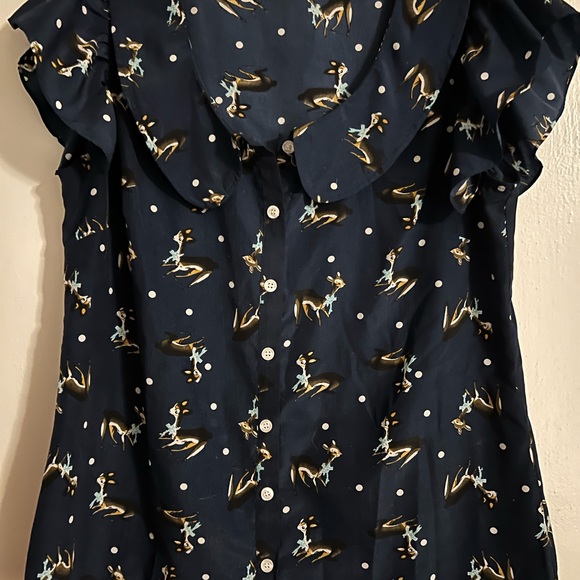 Beach Bash by Art & Tatyana Retro Pinup Darling Deer blouse L - Picture 4 of 8